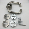 Fire Rated Lever on Rose Round Bar Return To Door Handle Pair Satin Stainless Steel 